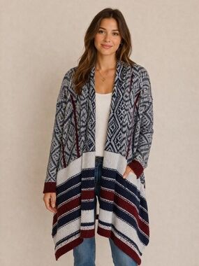 Anthropologie Sleeping on Snow Knit Wool blend Cardigan Sweater Draped Collar XS